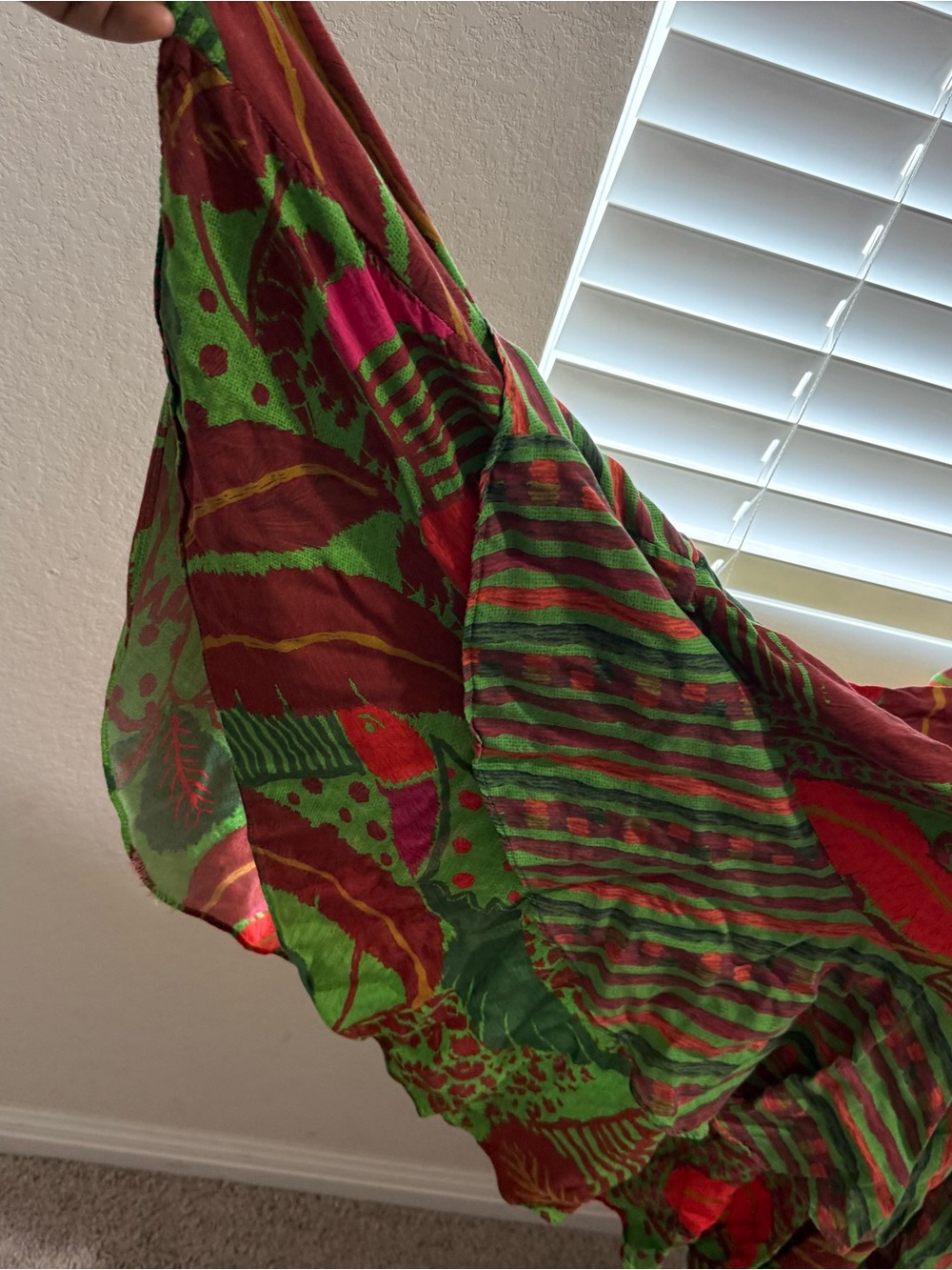 Farm Rio Tropical Floral Wrap Dress in Green & Red - Picture 10 of 11